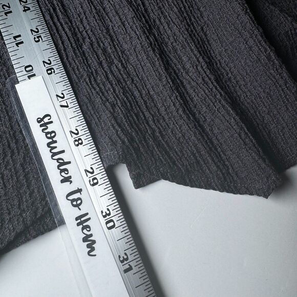 Habitat Gray Tunic Blouse XS Textured Crepe Button Front Artsy Layering Top - Picture 11 of 14